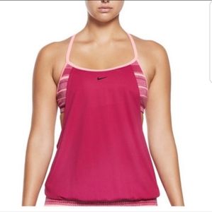 NIKE WOMEN NESSA TANKINI LAYERED TOP SWIM SIZE Sma